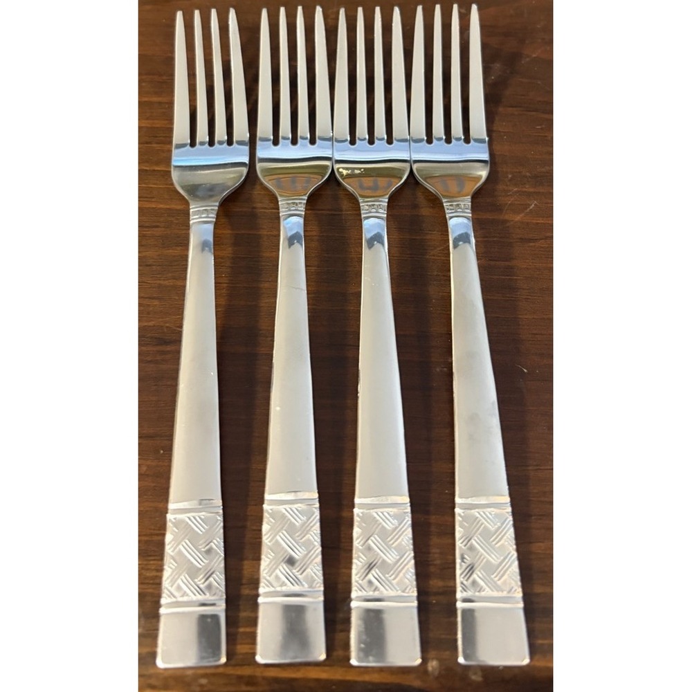 Mainstays Pierremont Stainless Steel Dinner Forks Set of 4 Basketweave 8"
